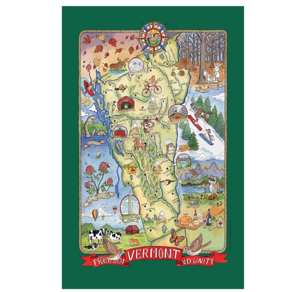 Kay Dee Designs Adventure Destinations Vermont Map Tea Kitchen Towel
